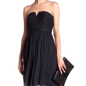 J.Crew Nadia Dress Black Silk Chiffon Strapless Wedding Party Cocktail Dress